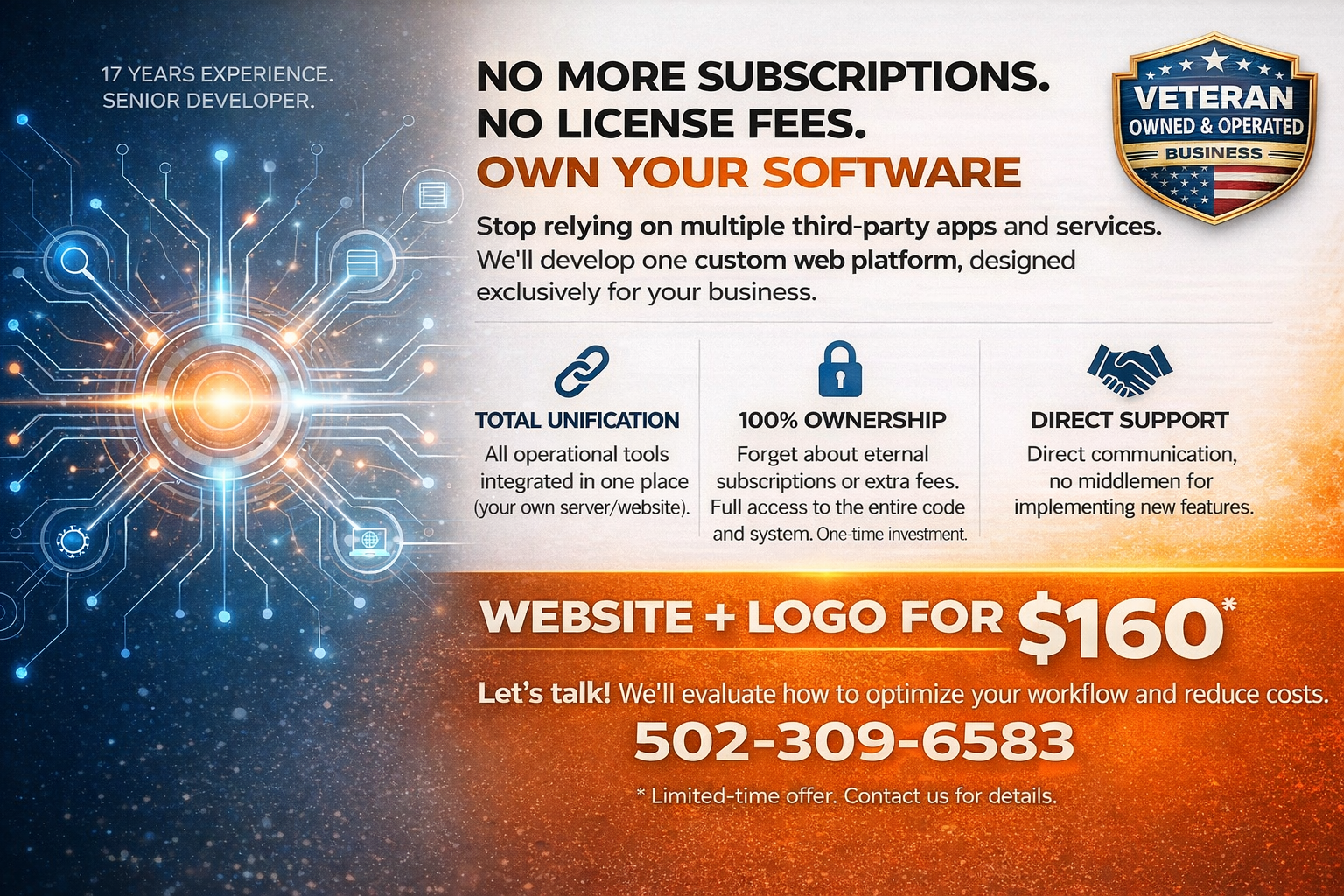 Website and logo package offer — yard sign style banner